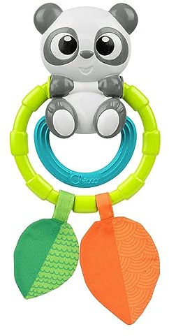 Chicco Hochet Panda, avec anneaux en plastique souple pour la dentition de bébé, facile à prendre en main, encourage le développement de l'activité manuelle et visuelle, jouets pour bébé 0-18 mois