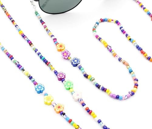 DJLORD Brillen-Lanyard-Brillenketten for Frauen, Bunte Acryl-Perlen-Maskenketten, Elegante Sonnenbrillenbänder