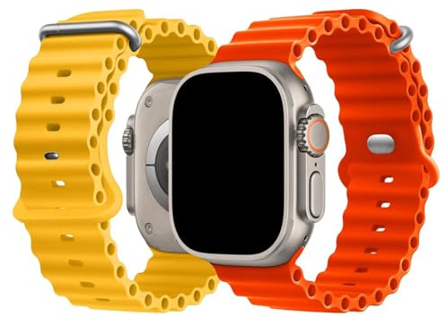 NUKELOLO Ocean-Armband, kompatibel mit Apple Watch Ultra 3, 2, 1, 49 mm, 46 mm, 45 mm, 44 mm, Sportarmband für iWatch Serie 11, 10, 9, 8, 7, 6, 5, 4, 3, 2, 1, SE3, 2, 1, 2 Stück, 2 Stück