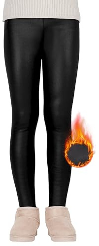 KEREDA Leggings Filles Thermo Doublé Thermoleggings Hiver Chaud Similicuir