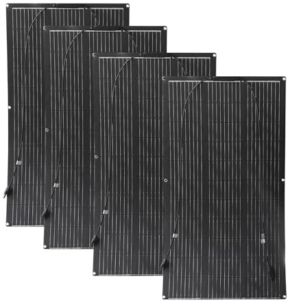 Aysolar 400W 12V Placa Solar Flexible 4x100W ETFE Portátil Panel Solar Monocristalino Fotovoltaico para Barcos, Remolques, Autocaravana, Camper, Caravana, Batería y Superficies Irregulares