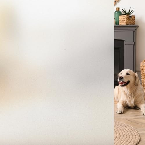 HIDBEA Frosted Window Film Privacy, Static Cling Anti UV Privacy Film for Glass Windows, Opaque Self Adhesive Reusable No Glue Door Covering for Bathroom Home Office (Frosted, 90×200cm)