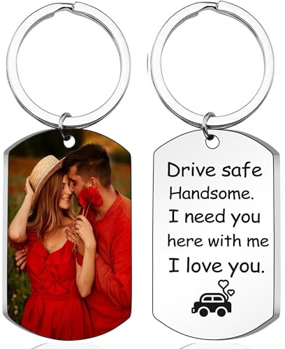 Porte Clef Personnalisable-Cadeau Noël-Porte-Clés Personnalisé Photo et Texte Gravé, Idéa Cadeau pour Papa Femme Famille Garçon Fille Papy Ami