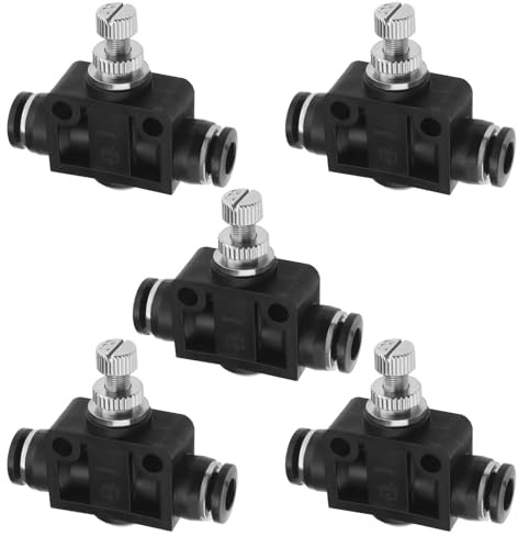 LT Easiyl 5 Stück 6 Mm Rohr-Außendurchmesser Luftstromregelventil-Verbindung Pneumatische Geschwindigkeitsregelung Durchflussregler Drosselventil Geschwindigkeitsregelventil Push-to-Connect-Anschluss