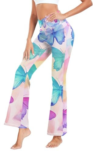 Fantasy Flying Butterfly Damen-Yogahose, hohe Taille, Bauchkontrolle, Kreuz-Yogahose für Jogger, Übung, mehrfarbig, M