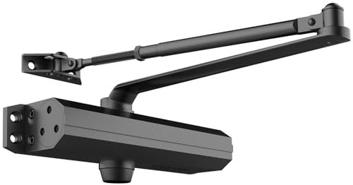 VEVOR Cierrapuertas Automático para Uso Comercial Privado Carga 120 kg Cierrapuertas de Aluminio Fundido Cierrapuertas Tamaño Ajustable con Carcasa de Tope Hidráulico Tres Métodos de Instalación Negro