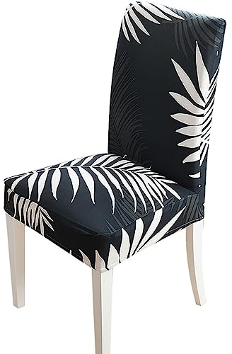 Stuhlhussen Weiße Blätter Stuhlhussen Schwingstühle Universal Stretch Hussen für Stühle Abnehmbarer Waschbarer Stuhlbezug Stühle Schutz Dekoration Stuhlhusse(2er Set)