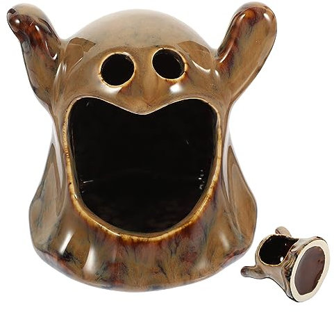 Milisten Ceramic Ghost Shaped Hamster Hideout Halloween Decor Für Kleintiere Niedliches Versteck Für Hamster Und Meerschweinchen Aus Hochwertiger Keramik Bietet Komfort Und Privatsphäre