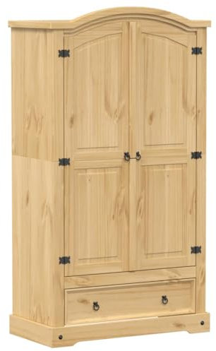Hommdiy Kleiderschrank kleiderschrank kinderzimmer,kleiderschrank massivholz,kleiderschrank Kiefer,Geeigneter Kleiderschrank für Wohnzimmer und Schlafzimmer Corona 102x52x186 cm Massivholz Kiefer