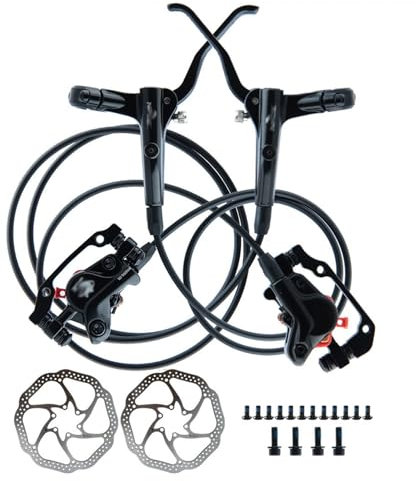 Mountainbikes Hydraulisches Scheibenbremsen-Set 2-Kolben-Hydraulikbremse Vorne 750mm Hinten 1400mm Bremshebel Aus Aluminiumlegierung Mit Bremssätteln/Schlauch Sowie 160mm-Bremsscheiben(L Front R Rear)