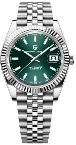 Pagani Design Herrenuhr Automatikuhr Japanisches Automatikwerk Klassische Uhr Saphirglas 100 Meter Wasserdicht Leuchtend Business Herrenuhr（Stahlgrün）