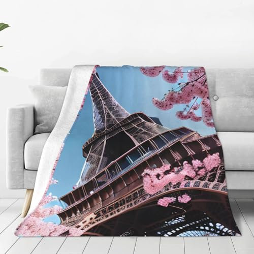 GFXEDSAH Ölgemälde Paris Eiffelturm-Druck, tragbar, ultraweiche Flanelldecke, vielseitig einsetzbar, für Bettwäsche, Sofa und Reise, Klimaanlage