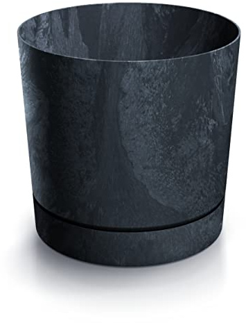 DIKEL Pot de fleurs Ø 20 cm, hauteur 19 cm | Cache-pot en aspect béton en plastique durable, résistant aux intempéries et aux UV | Pots de fleurs pour un jardin et une décoration intérieure élégants |