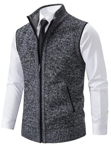Chaleco de Cachemira para Hombre - Trabajo y Ocio Casual (Dark Gray, XL)