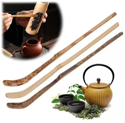 Cuchara de té verde japonesa con gancho Chashaku de bambú para matcha, palitos de hoja de té de 7 pulgadas, para especias, condimentos, café en polvo, para amantes del té