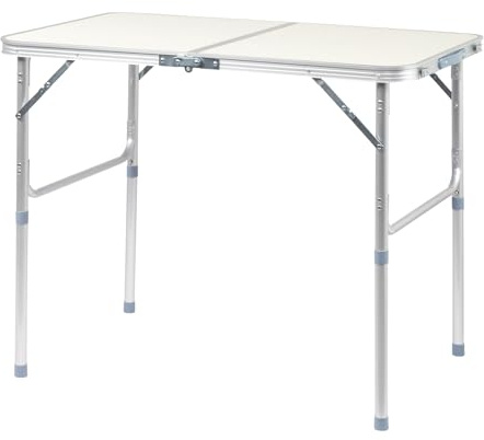 Bonnlo Table de Jardin Pliante Portable en Alliage d'Aluminium/ 3 Hauteurs Réglables/ 90x60x70cm/ Pliable pour la Terrasse, Le Camping, la Plage,Le Balcon,Le Bureau