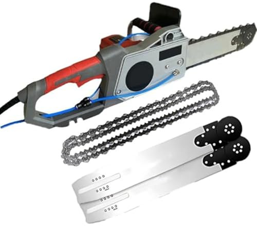 Motosega portatile senza spazzole, motosega elettrica per cemento, sega a catena diamantata per muri con abbattimento polveri ad acqua, con 2 catene/2 barre di guida, per cemento armato.,480