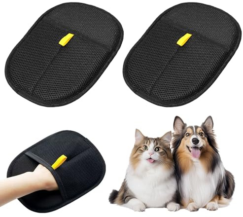 Pluvyze 2 Stück Pet Hair Remover Glove Katzen Handschuhe Fellpflege, Katzenhandschuh, Static Removal Gloves, Wiederverwendbares, Doppelseitiges Design zum Haarentfernung für Schönheit und Massage