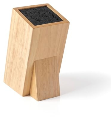 QUILINAR Porte-couteaux universel – Bloc en bois d'hévéa avec tiges flexibles pour plusieurs ustensils - Peu encombrant et durable - Design compact 25,5 x 15,5 x 11 cm - Bois naturel