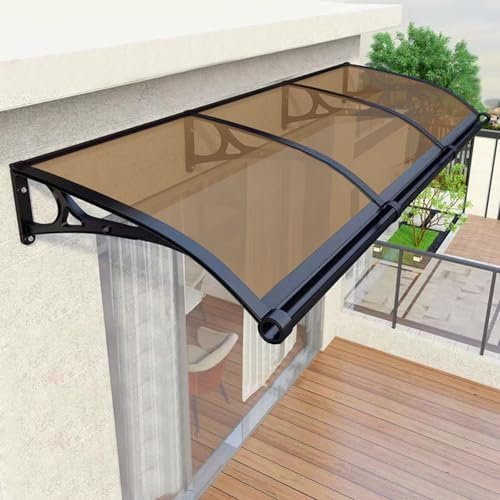 Baldacchino in alluminio per porta d'ingresso in policarbonato ad arco per balcone e finestre, grondaia a doppia faccia ideale per terrazza, giardino e ingresso di casa