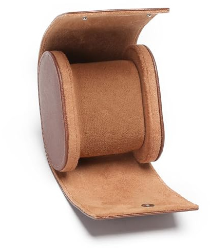 Xqzbmt Leather Watch Roll Single Travel Watch Case,Watch Box for Men Women Watch display Case,Holder,Organiser for Travel & Storage Brown
