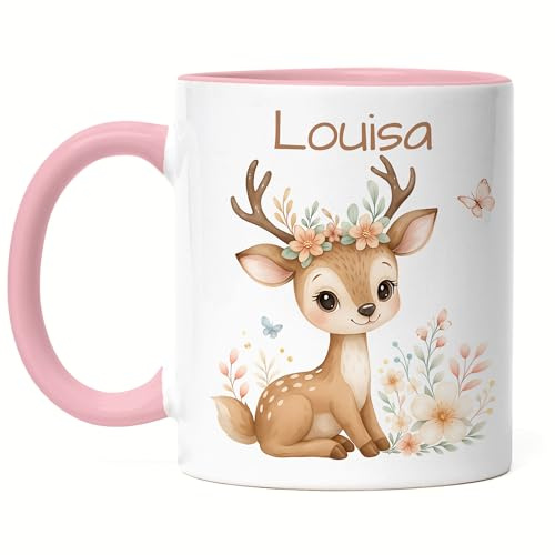 Kiddle-Design Einhorn Tasse Kinder Personalisiert mit Name - Kinderbecher für Kita, Kindergarten - Kindertasse mit Einhorn-Motiv als Trinkbecher, Zahnputzbecher - Einhorntasse Emaille Blau