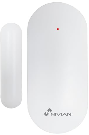 Nivian NVS-mag-Sensor - Sensor Magnético Inalámbrico para Puertas y Ventanas, Alcance 100 m, Instalación sin Cables, Compatible con Alarmas Nivian