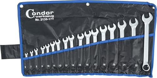 CONDOR Werkzeug 2135-17T Combination Spanner Set 17-Piece Matt Chrome-Plated 6-24 mm