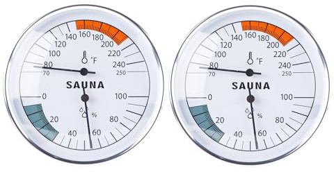 BOXOB Lot de 2 thermomètres 2 en 1 Fahrenheit et hygromètre à suspendre - Accessoires pour salle de sauna - Moniteur infrarouge
