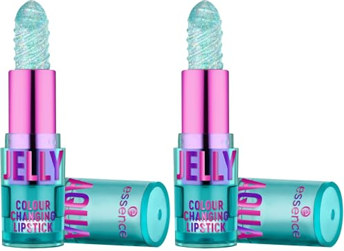 essence Barra de labios AQUA JELLY COLOUR CHANGING LIPSTICK, adaptación al color, Efecto tinte, natural, translúcido (2.8g) (Paquete de 2)