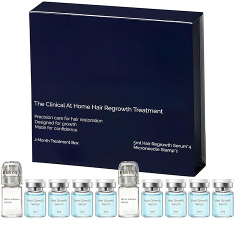 Solution de repousse des cheveux, 8 pièces, stimulateur de racines nourrissant, kit de soins du cuir chevelu avec 2 rouleaux à micro-aiguilles, renouvellement de la croissance et épaississement pour