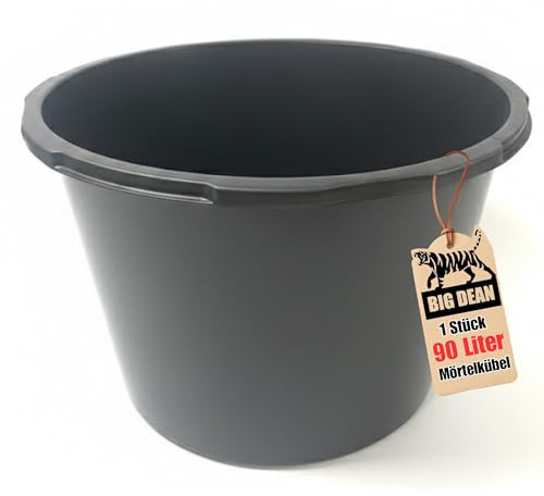 BigDean Mörtelkübel 90 Liter Schwarz Kunststoff UV-beständig Stapelbar | Maurerwanne für Baustelle - Made in Poland