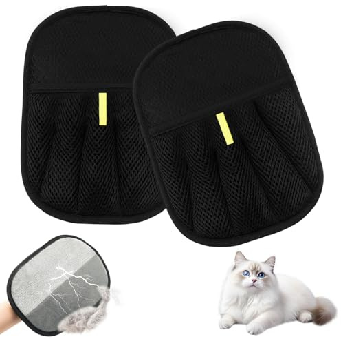 GuBaoZhuo 2 guanti per la cura del pelo su entrambi i lati, guanti statici per la rimozione dei peli di animali domestici come magnete per cani e gatti, riutilizzabili per la depilazione di divano