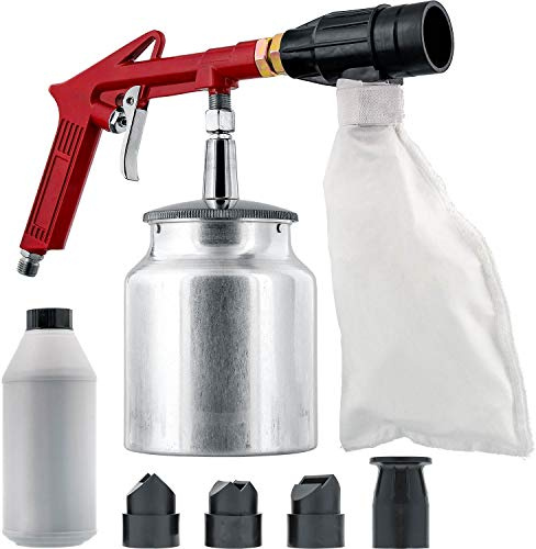 TCP Global Sand Blaster Gun Kit with Recovery System, Air Compressor Sandblaster Tool, Abrasive Included - for Cleaning Metal, Wood, Surface Prep, Rust Removal