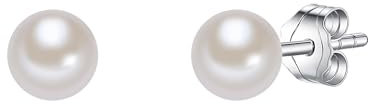 Valero Pearls Damen-Ohrstecker Hochwertige Süßwasser-Zuchtperlen in ca. 5 mm Rund weiß 925 Sterling Silber - Perlenohrstecker mit echten Perlen 186120