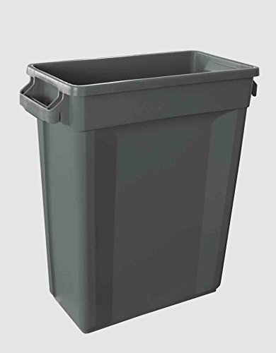 Chabrias Ltd 60 Litre Slim Bin Recycling Container, Space Saving Design, Rectangular for Home, Office, Kitchen – Commercial Product Vented Slim Waste Receptacle Bin (1, Grey)
