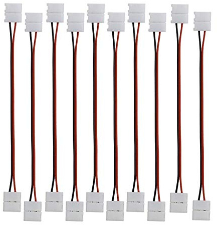 LitaElek 10er-Pack LED Streifen Verbinder, 2-polig, 8mm Breite, SMD 3528/2835 Einfarbig, Eckverbinder, LED Band Anschlusskabel, 17cm Lang