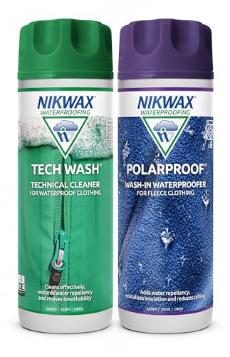 Nikwax TECH WASH 300ML & POLAR PROOF 300ML Twin Pack Clean/Proof Value Pack. Technical Cleaner For Waterproof Clothing and Wash-in Waterproofer For Fleece Clothing. Prolong The Life Of Your Gear