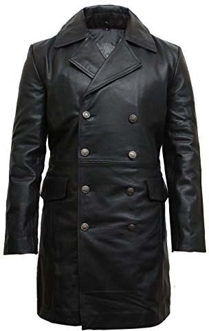 BRANDSLOCK Herren Leder Jacke Echtes Kuhfell Dr Who U Boat Deutsche Kriegsmarine Submarine (Schwarz, x_s)