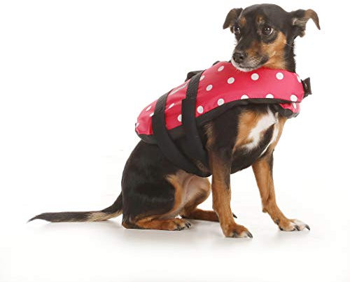 Seachoice Hundeschwimmweste, verstellbare Schwimmweste für Hunde, mit Haltegriff, Rosa gepunktet, Größe XXS, bis zu 2,7 kg