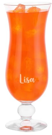 Herz & Heim® Karibisches Cocktailglas mit Gravur Ihres Wunschnamens (Name)