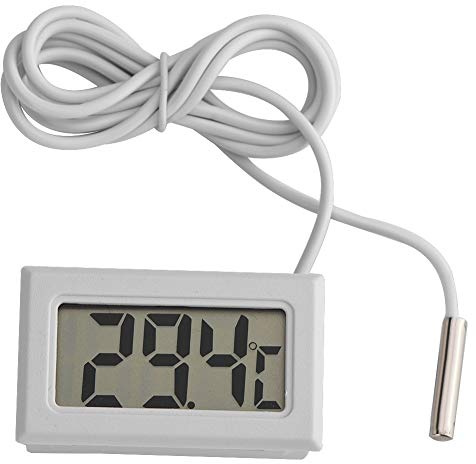 MAGT Mini Digital LCD Thermometer, Digitale Temperatur Monitor mit Externem Wasserdichter Sondensensor für Aquarium Kühlraum Fishtank (Farbe: Weiß)