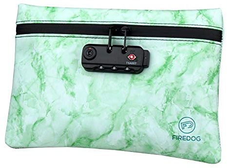 FIREDOG Borse della prova dell'odore con la serratura di combinazione, contenitore della cassa del sacchetto della prova di odore 6x9 per stoccaggio di viaggio, Verde marmo.