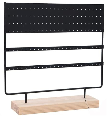 QILICZ Earring Organiser Earring Holder 144 Holes Earring Stand Ear Stud Holder Jewelry Organiser Jewelry Stand Jewellery Holder Tower with Wooden Tray/Dish for Earrings Display Home Use