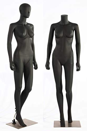 Hochwertig weibliche Schaufensterpuppe LF1-8 abstrakt schwarz Matt ,Figuren mit Kopf, Black Mannequin, Schneiderpuppe, Kleiderpuppe, Aufstellungsfiguren - Damen (Frau LF1-8)
