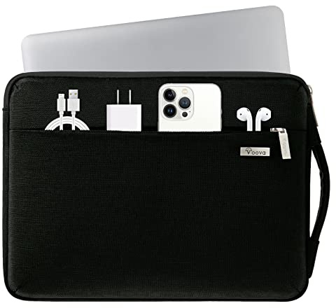 2.0 Generation 14 tum bärbar dator väska (33×22×2,5 cm) inbyggd tjock bricka, 360° fodral för bärbar dator för 13,5 tum Lenovo ASUS Acer Samsung Dell HP, svart