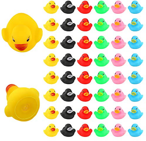 Luter 48 Stück Badeente Gummi Ducky Badespielzeug für Kinder, Float und Squeak Mini Kleine Bunte Enten Badewanne Spielzeug für Dusche / Geburtstag / Partyzubehör
