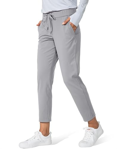 G Gradual Women's Pants with Deep Pockets 7/8 Stretch Sweatpants for Women Athletic, Golf, Lounge, Work (Light Grey, XX-Large)