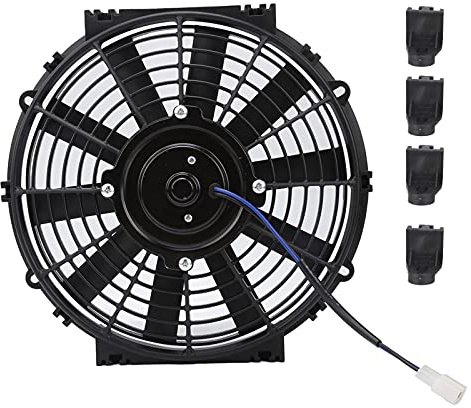 Ventilateur de Refroidissement électrique, 10 Pouces 24 V 80 W 2100 Tr/min 10 Lames Droites Radiateur de Ventilateur de Refroidissement électrique Universel Mince pour Voiture Noir