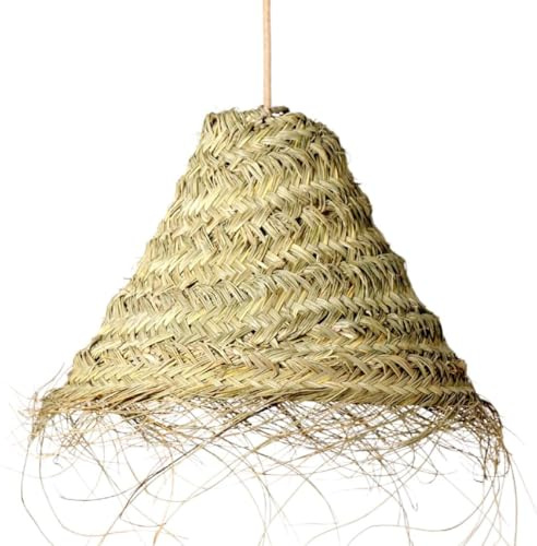 Suspension luminaire doum en osier tressé (S : 30x20cm, Cône)